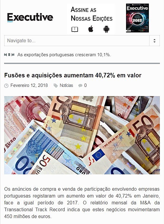 Fuses e aquisies aumentam 40,72% em valor